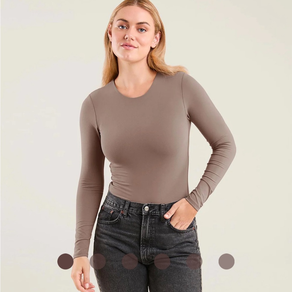 Nuuds crewneck bodysuit in mocha XS NWOT